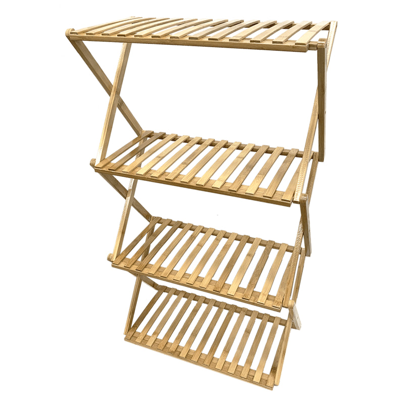 28" X 13" X 38" Indoor Pop-Up 3-Tier Natural Bamboo Plant Stand with Easy Storage - Vertical Seed Starting Station