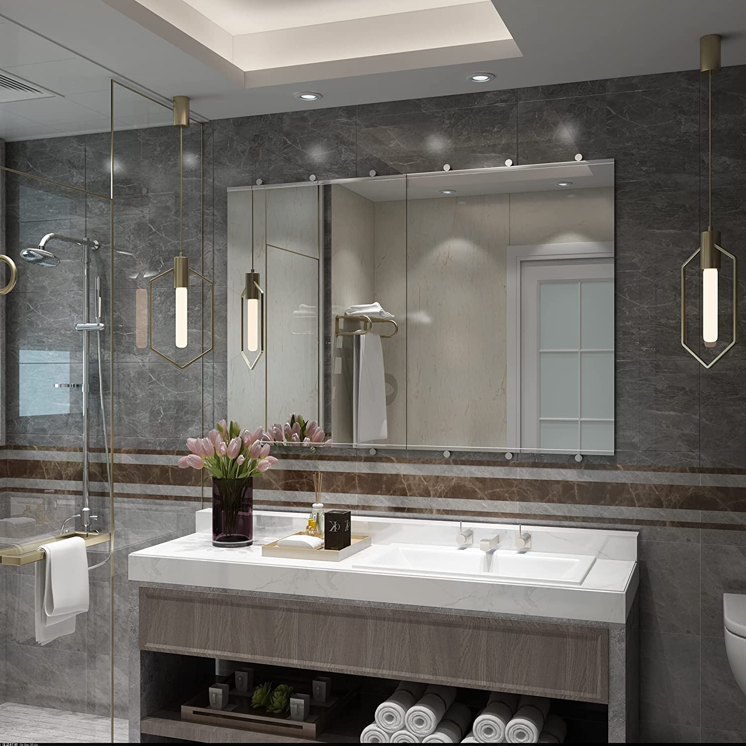 Murrey Mirrors for Home Gym 48"X32" for Workout, Large Wall-Mounted Mirrors for Fitness Exercise Dance, 1 Pc