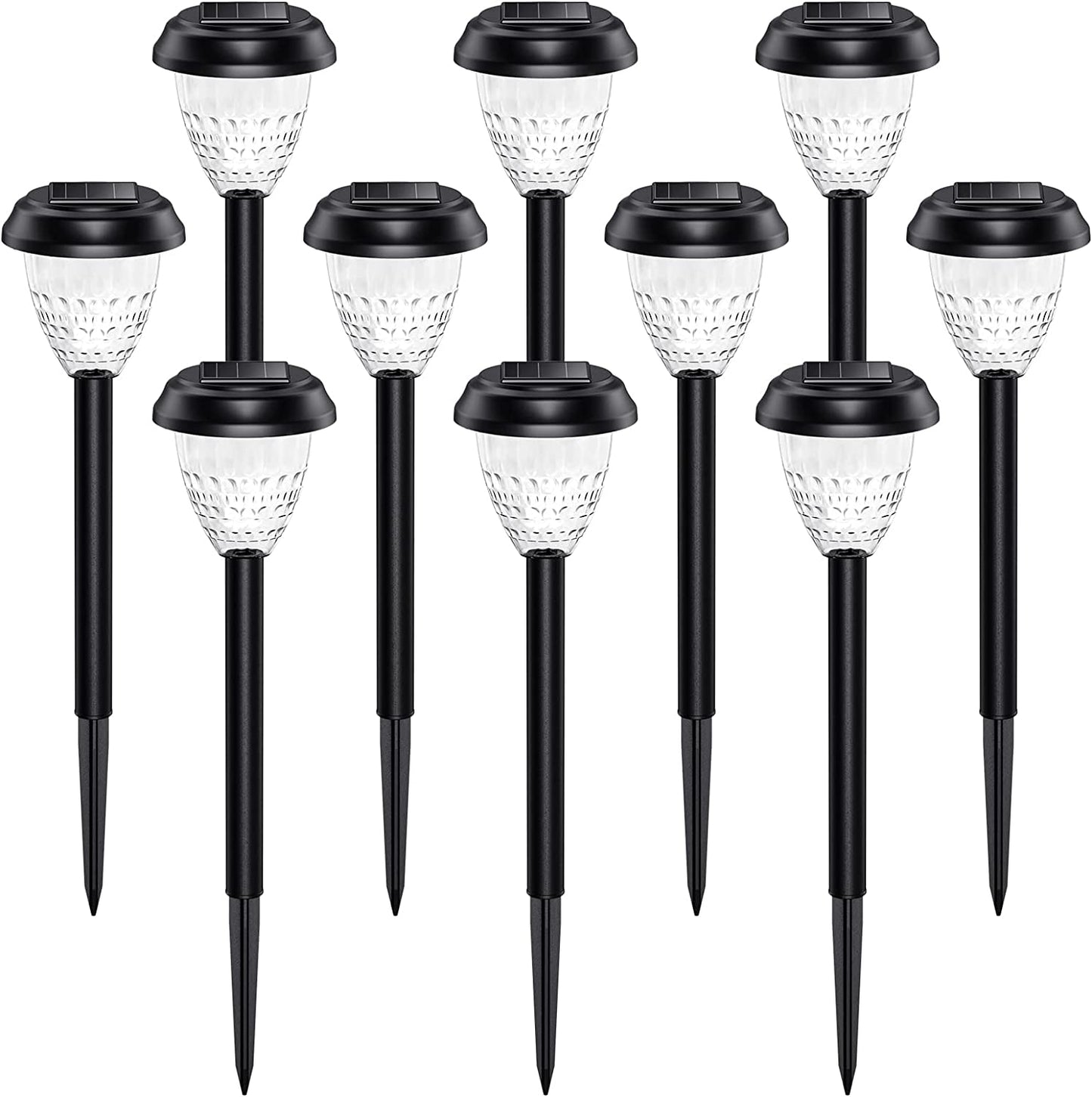 Super Bright Solar Lights Outdoor Waterproof 10 Pack, Dusk to Dawn up to 12 Hrs Solar Powered Outdoor Pathway Garden Lights Auto On/Off, LED Landscape Lighting Decorative for Walkway Patio Yard