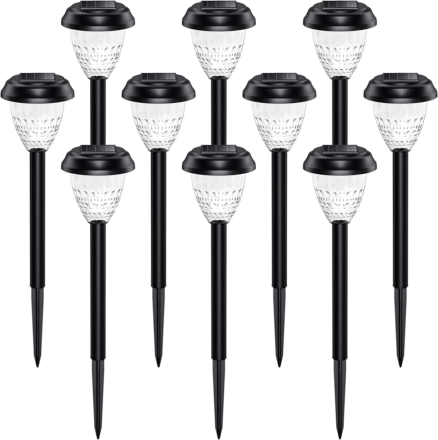 Super Bright Solar Lights Outdoor Waterproof 10 Pack, Dusk to Dawn up to 12 Hrs Solar Powered Outdoor Pathway Garden Lights Auto On/Off, LED Landscape Lighting Decorative for Walkway Patio Yard