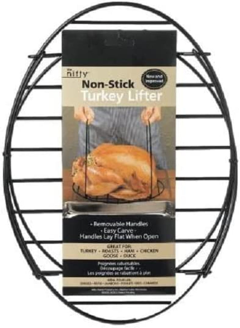 Nifty Non-Stick Gourmet Turkey Lifter – Easy-Grip Detachable Handles, up to 30 Pound Roast, Dishwasher Safe, Heavy-Duty Design for Goose, Turkey, Ham, or Roast