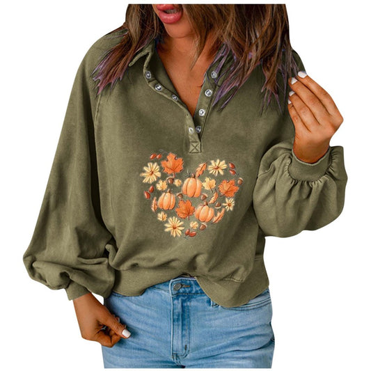 Fall Sweatshirts for Women 2022 Heart Leaves Print Fall Pullover Thanksgiving Pumpkin Print Sweatshirt Pullover Tops Women Sweaters Clearance Cheap