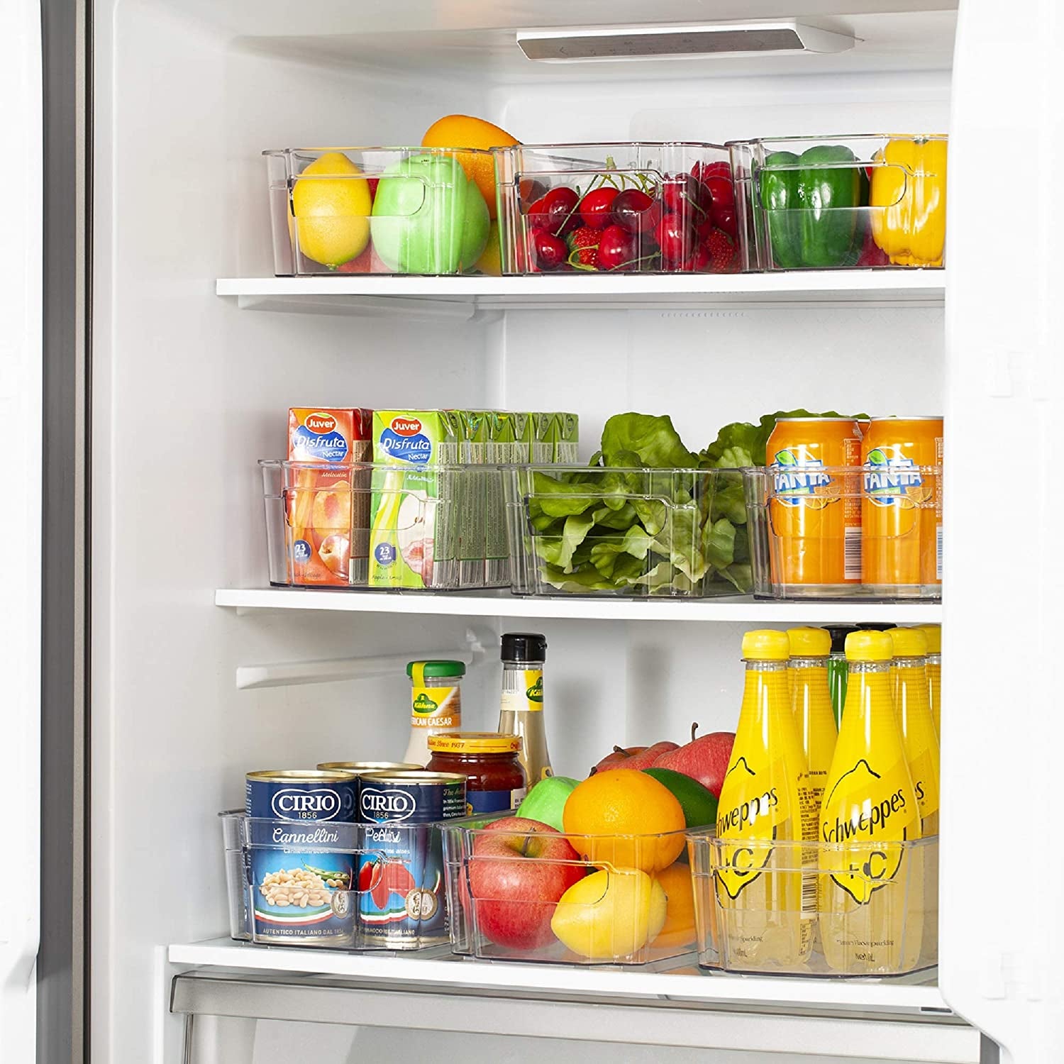 Refrigerator Organizer Bins - 8Pcs Clear Plastic Bins for Fridge, Freezer, Kitchen Cabinet, Pantry Organization and Storage, BPA Free Fridge Organizer, 12.5" Long