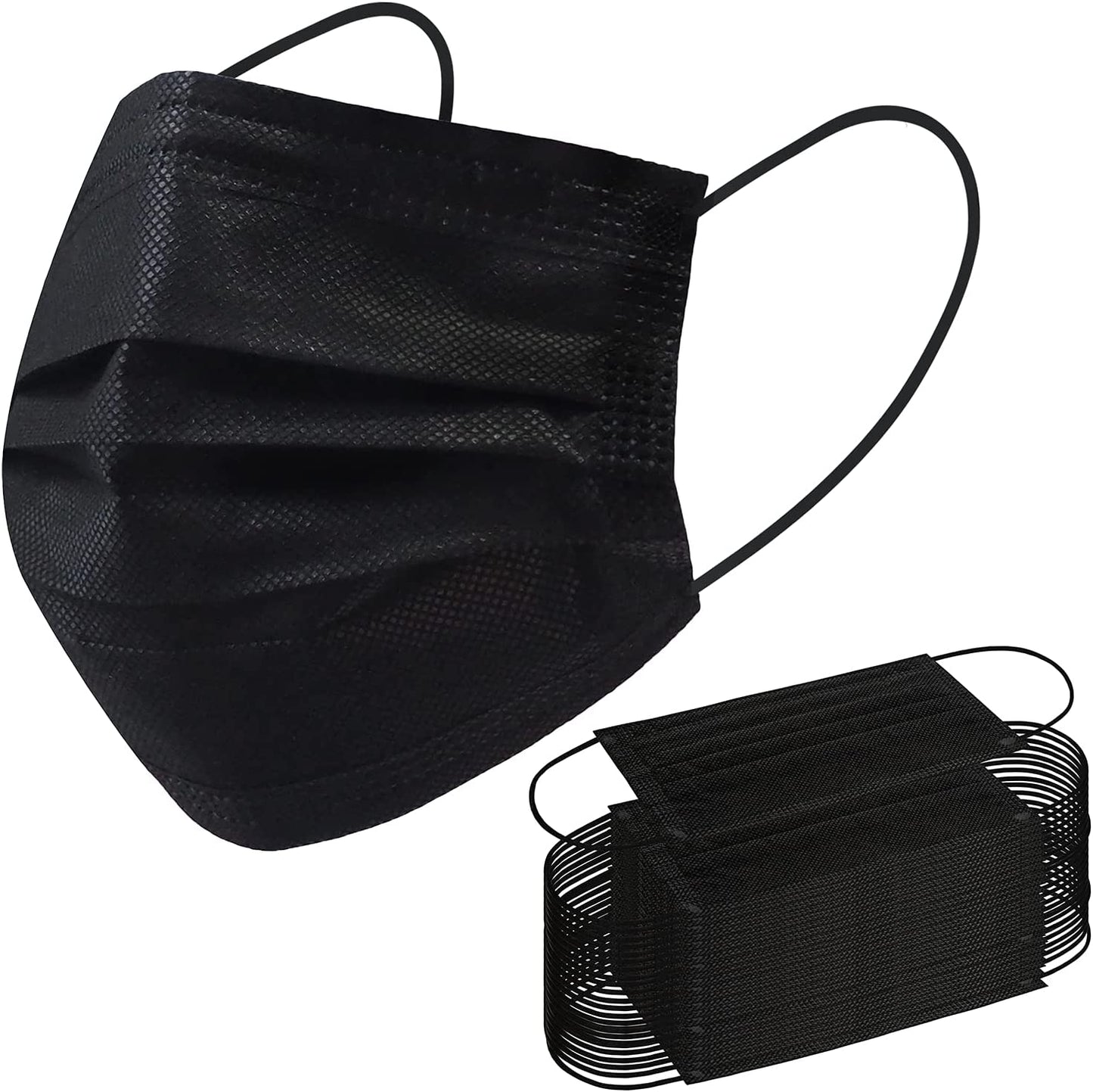 Disposable Face Mask, 100 PCS Black Masks, 3 Ply Protection Face Masks