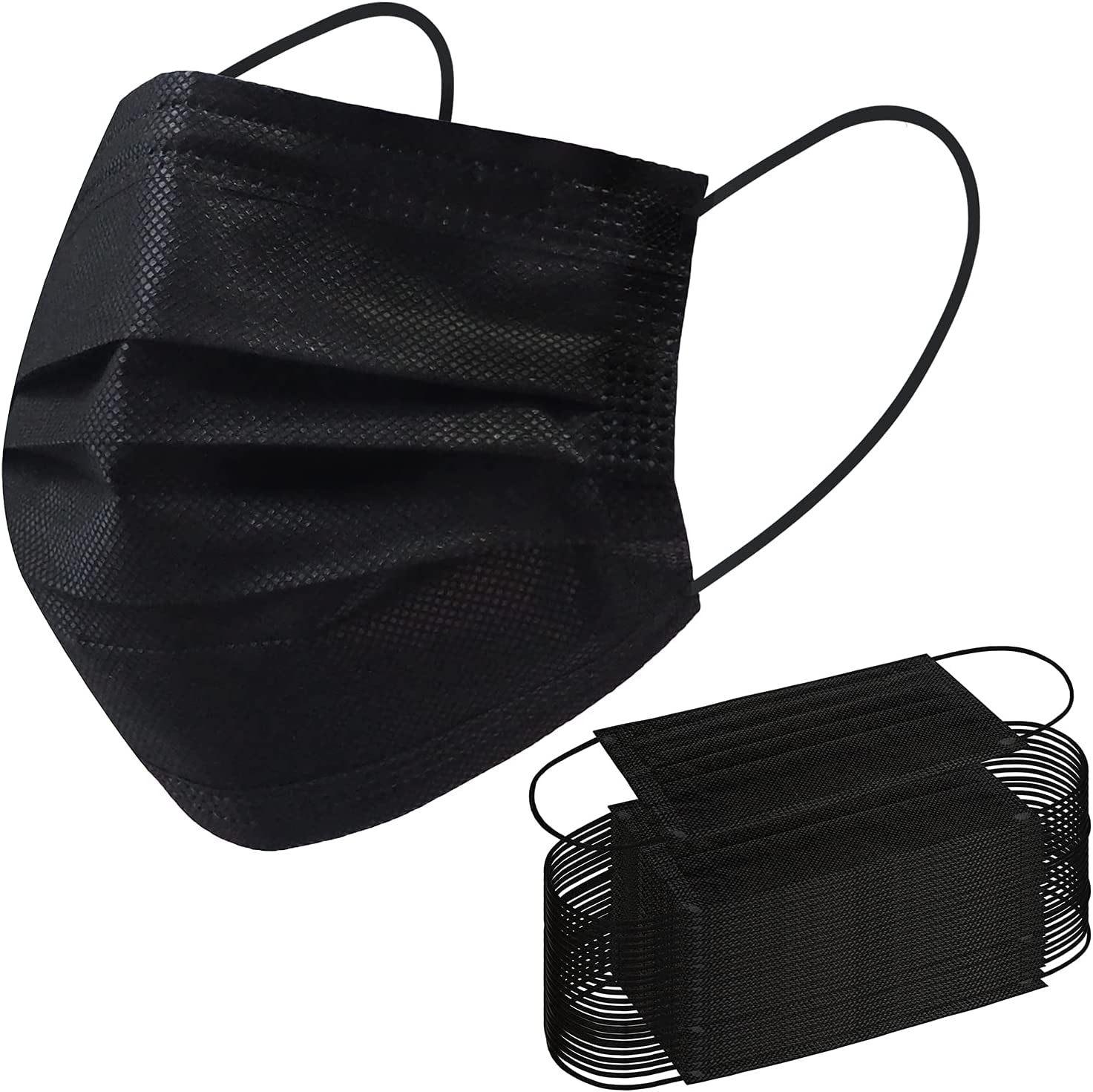 Disposable Face Mask, 100 PCS Black Masks, 3 Ply Protection Face Masks
