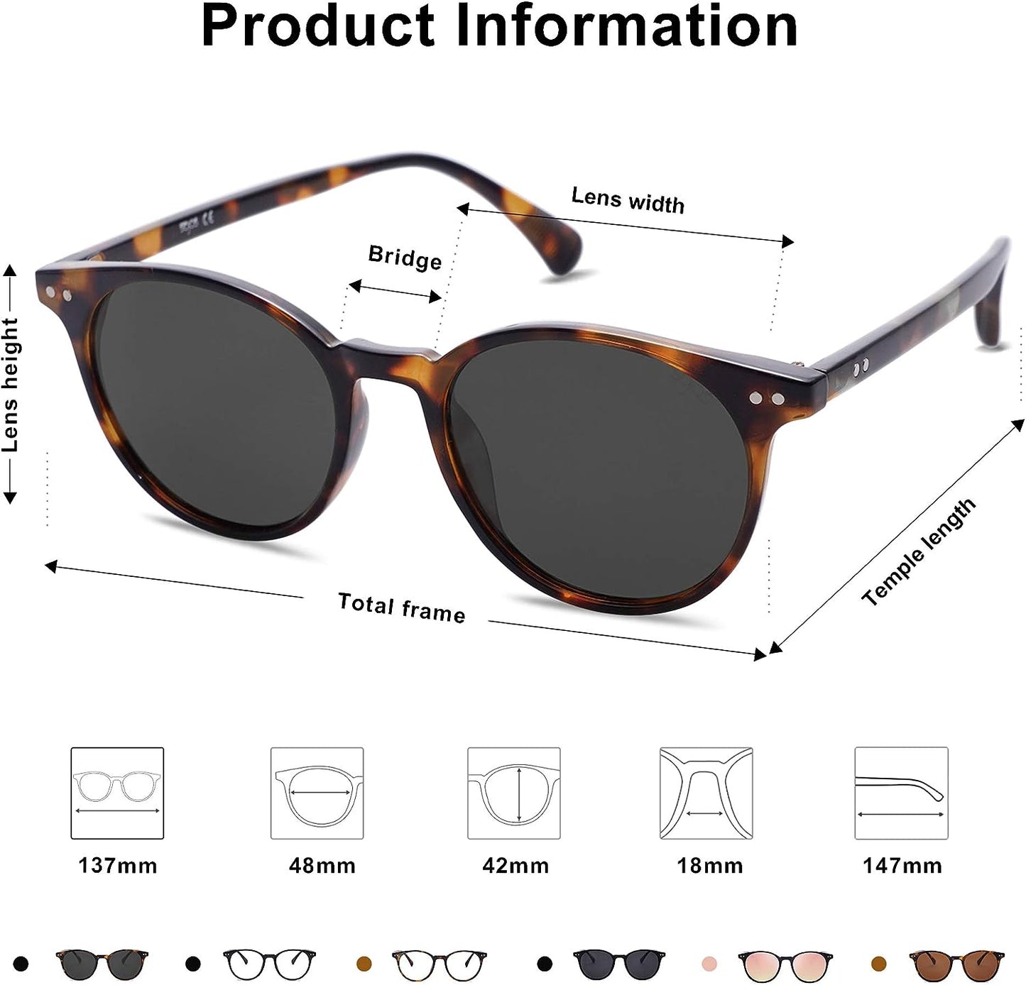 Small round Polarized Sunglasses for Women Men Trendy Classic Vintage Style