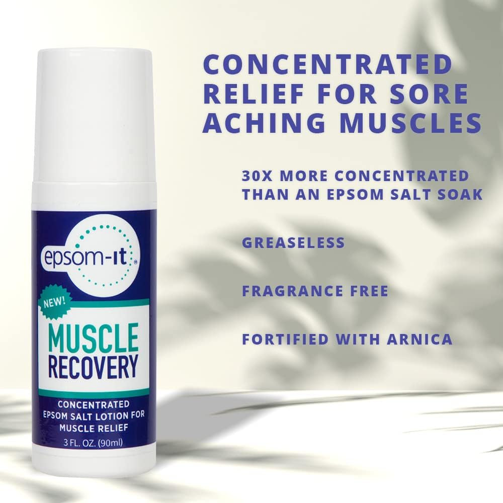 Soothing Lotion for Muscles Natural Roll-On Concentrated Magnesium Sulfate Cream Fortified with Arnica, for Muscle Stiffness from Running, Exercise, Walking (Rollerball)