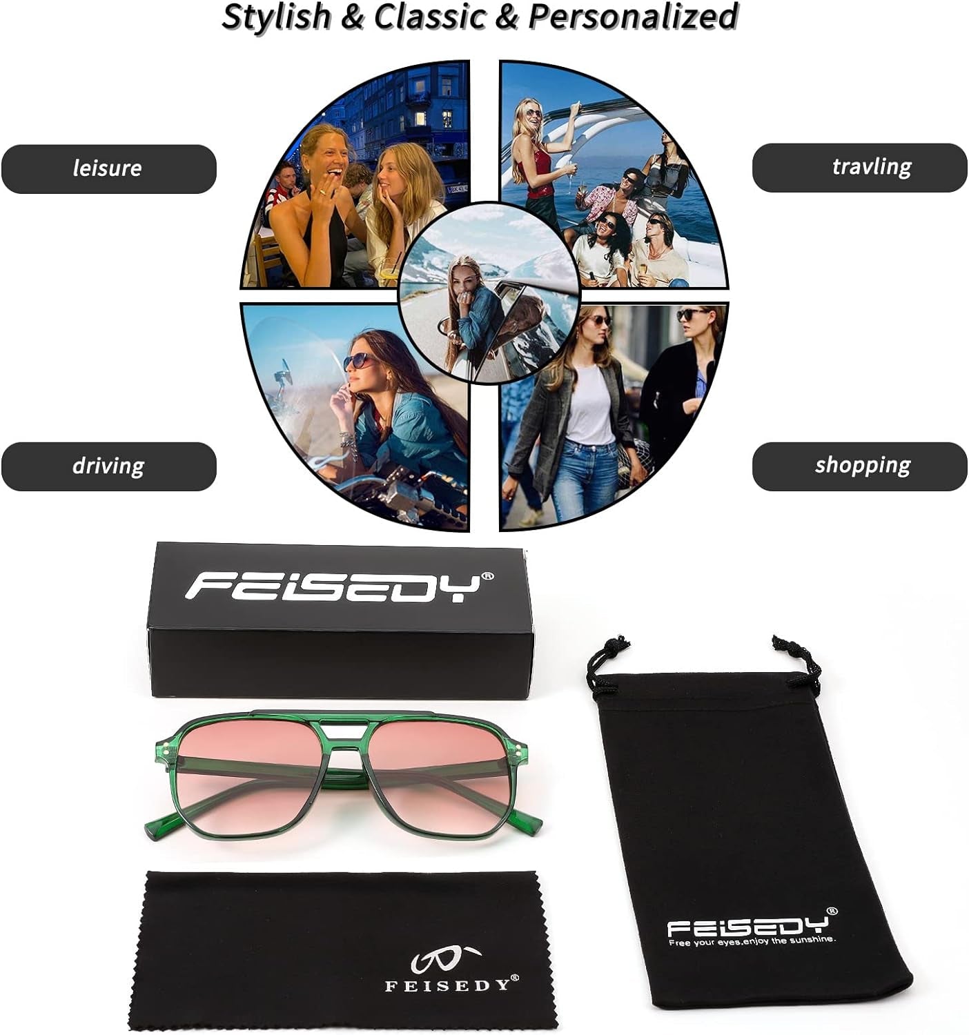 Retro Square Aviator Sunglasses Women Men 70S Vintage Trendy Plastic Frame Sun Glasses B2835