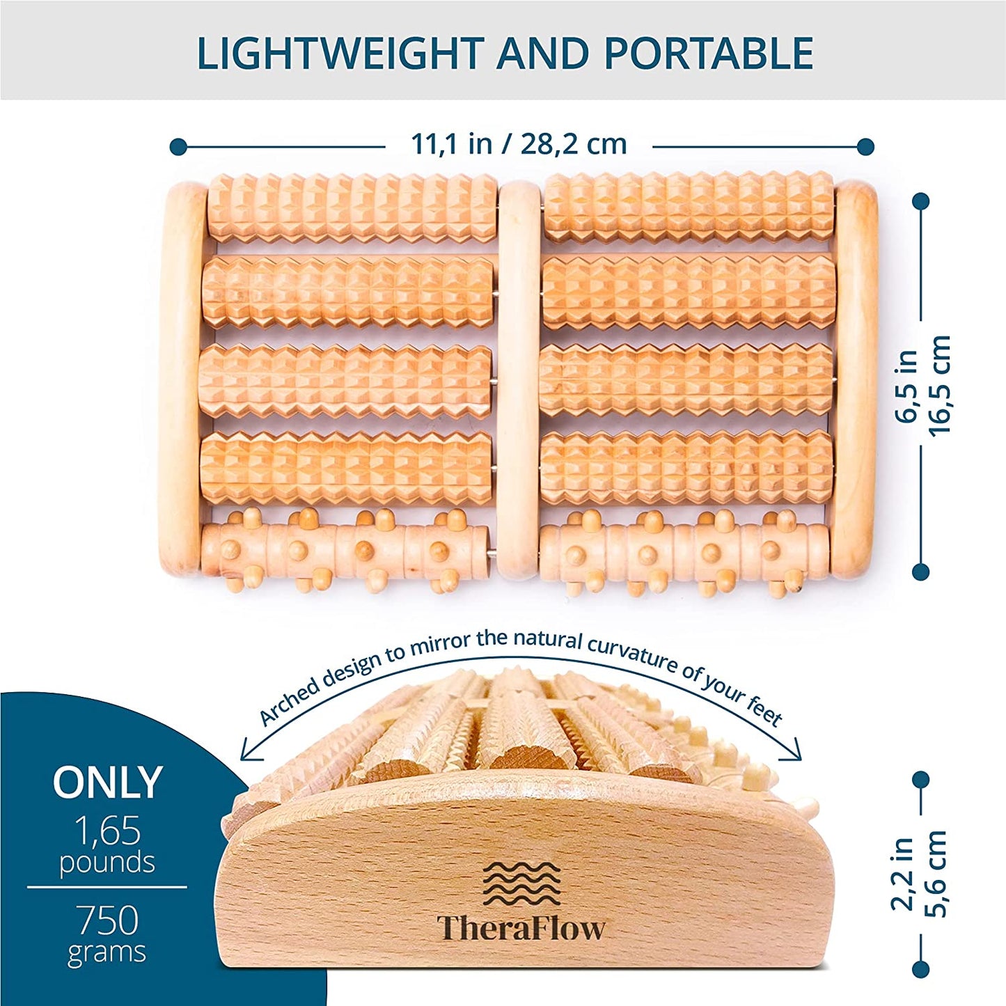 Foot Massager - Gifts for Women, Mom, Dad, Stress Relief, Plantar Fasciitis Relief - Foot Roller for Foot Pain, Neuropathy, Heel Spur Pain, Stress Relief, Wooden Reflexolo (Large)