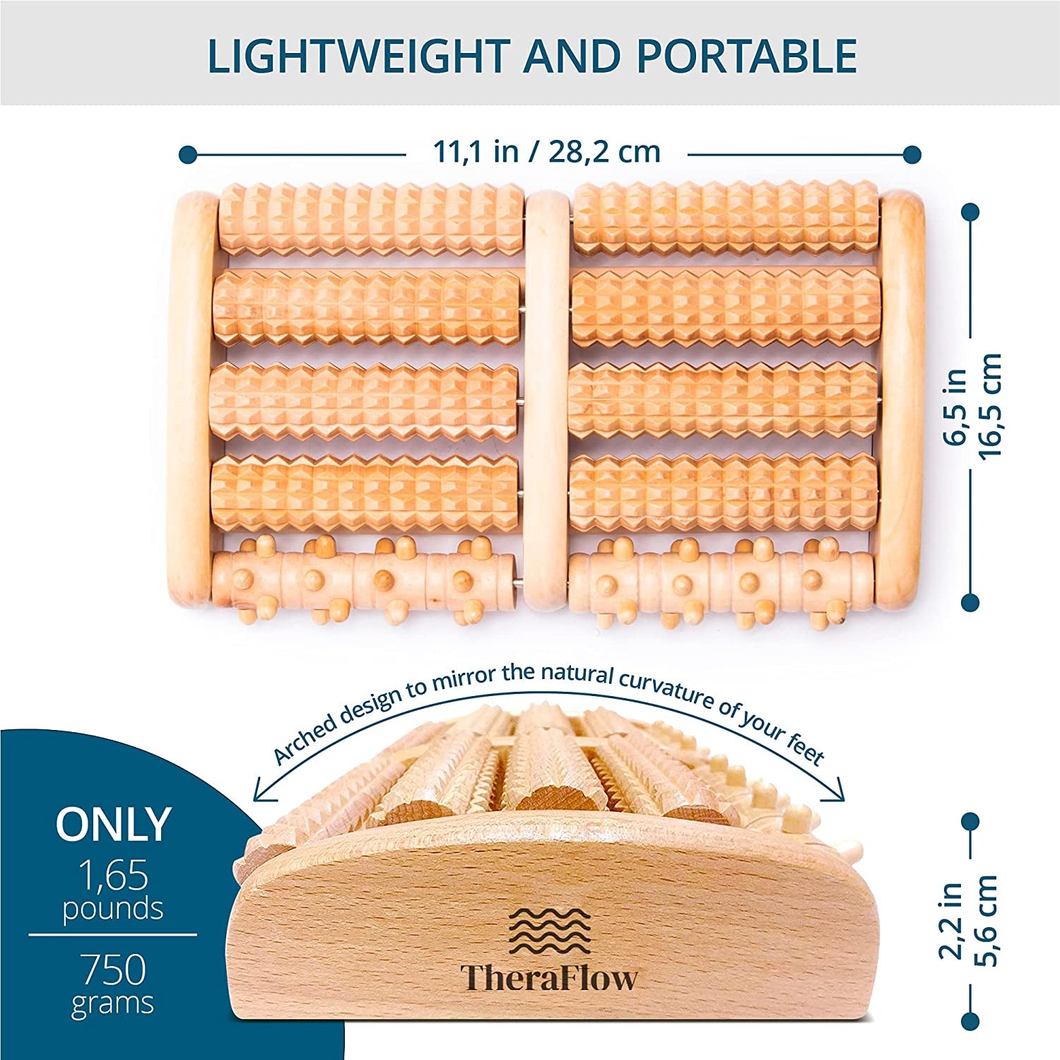 Foot Massager - Gifts for Women, Mom, Dad, Stress Relief, Plantar Fasciitis Relief - Foot Roller for Foot Pain, Neuropathy, Heel Spur Pain, Stress Relief, Wooden Reflexolo (Large)