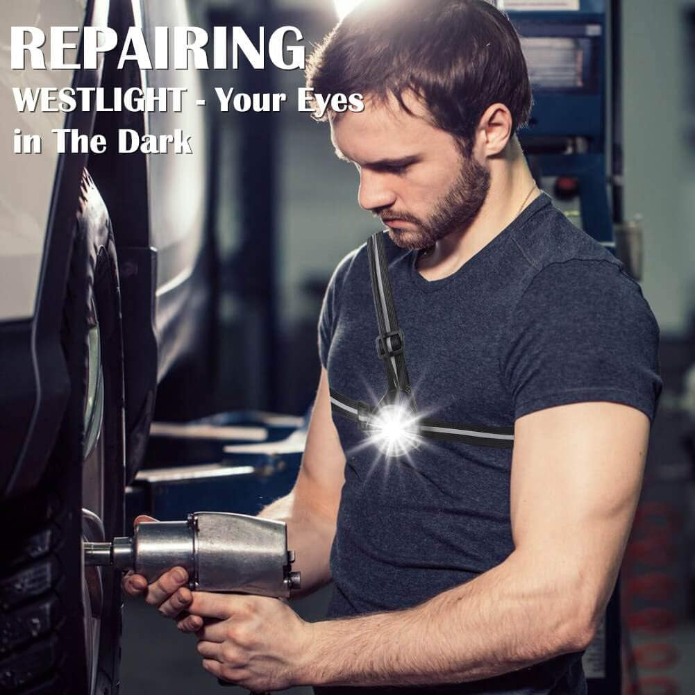 Night Running Lights, USB Rechargeable Chest Light with 90° Adjustable Beam Angle, 500 Lumens Waterproof Ultra Bright Safetylamp with Reflective Straps for Runner