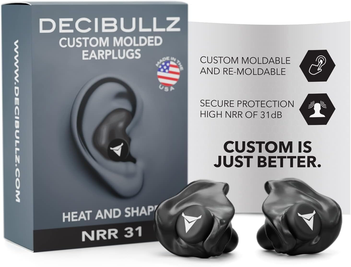 - Custom Molded Earplugs, 31Db Highest NRR, Comfortable Hearing Protection for Shooting, Travel, Swimming, Work and Concerts (Black)