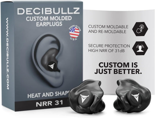 - Custom Molded Earplugs, 31Db Highest NRR, Comfortable Hearing Protection for Shooting, Travel, Swimming, Work and Concerts (Black)