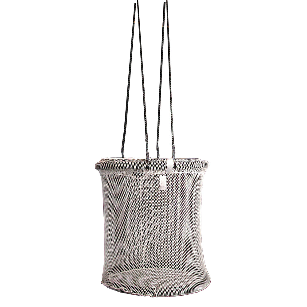 A gray Frabill bait quarter with a soft nylon mesh container and a Velcro lid, designed for storing bait or game fish.