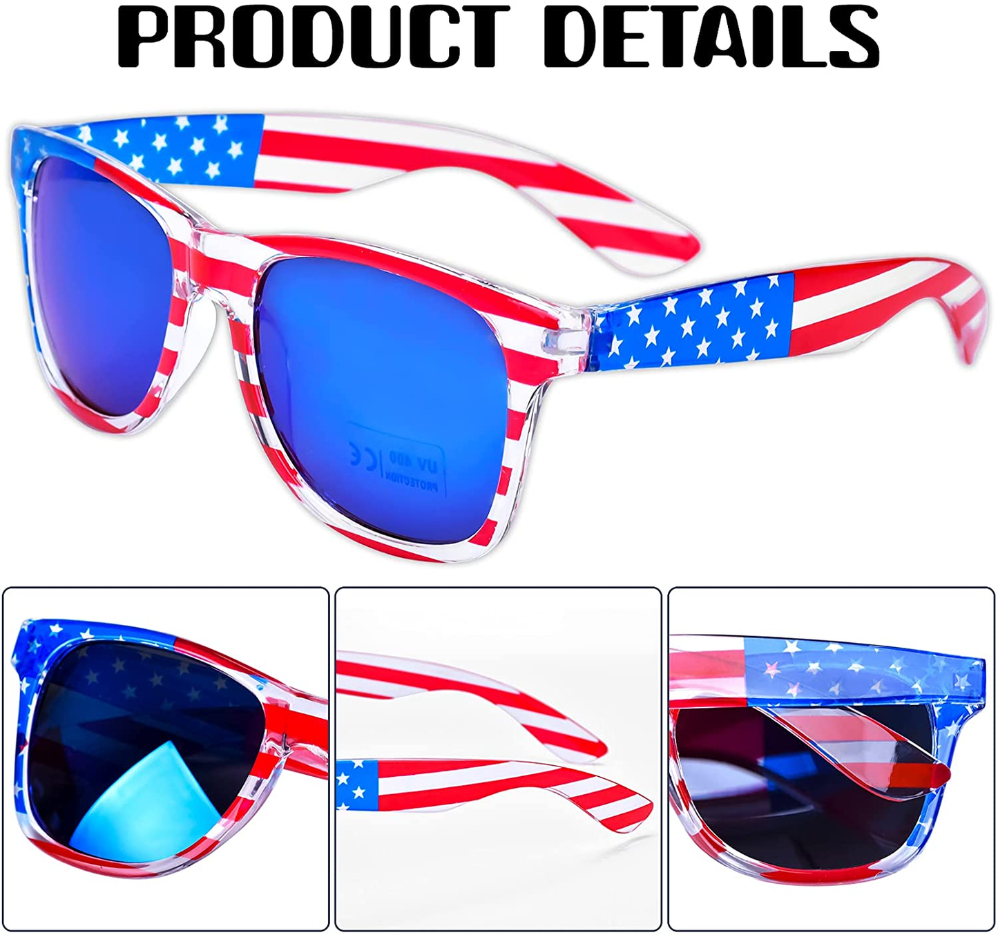3 Pairs American Flag Sunglasses, 4Th of July Decorations Frame Sunglasses for Women Men Teens, Patriotic Party Favors Supplies Independence Day Memorial Day Decorations 4Th of July Accessories