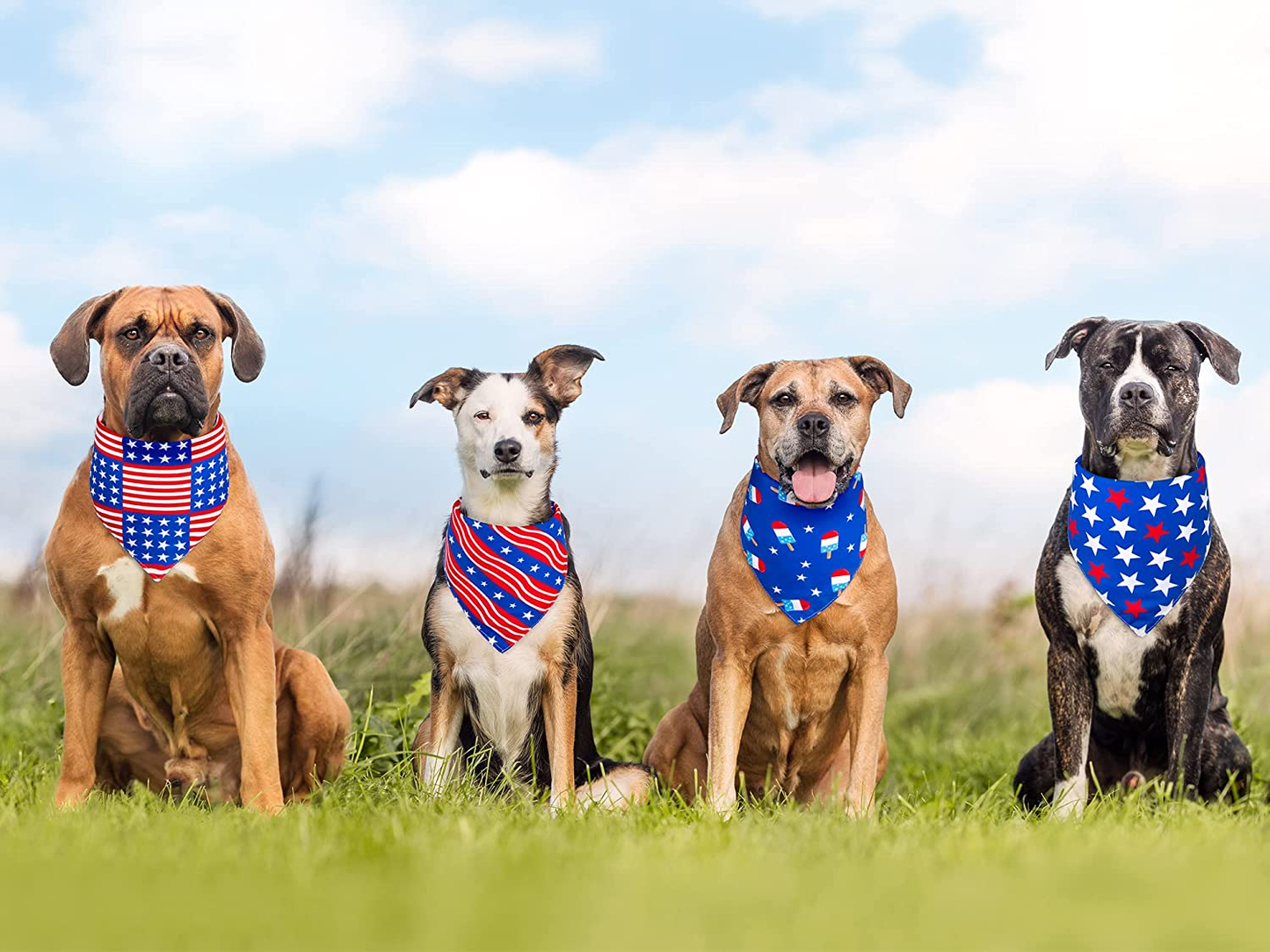 4 Pack 4Th of July Dog Bandanas American Flag Reversible Triangle Dog Bibs Patriotic Stars Stripes Pet Scarf Independence Day Dog Neckerchief for Small Medium Large Pet Cat Dog Memorial Day