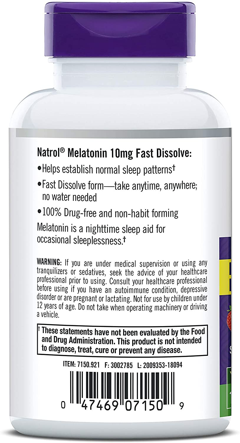 Melatonin Fast Dissolve Tablets, Helps You Fall Asleep Faster, Stay Asleep Longer, Easy to Take, Dissolve in Mouth, Strengthen Immune System, Maximum Strength, Strawberry Flavor, 10Mg, 100Count