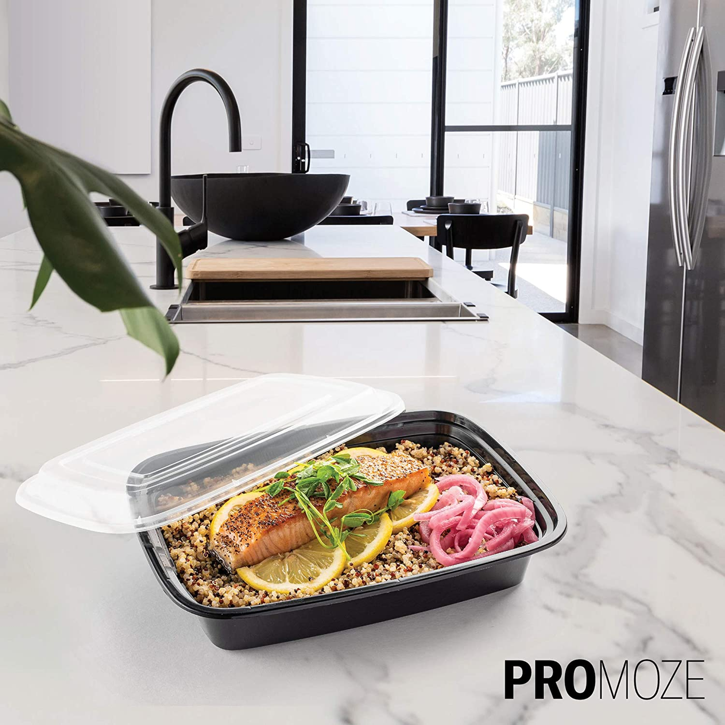 50-Pack Meal Prep Plastic Microwavable Food Containers for Meal Prepping with Lids 28 Oz. 1 Compartment Black Rectangular Reusable Storage Lunch Boxes -Bpa-Free Food Grade -Freezer & Dishwasher Safe