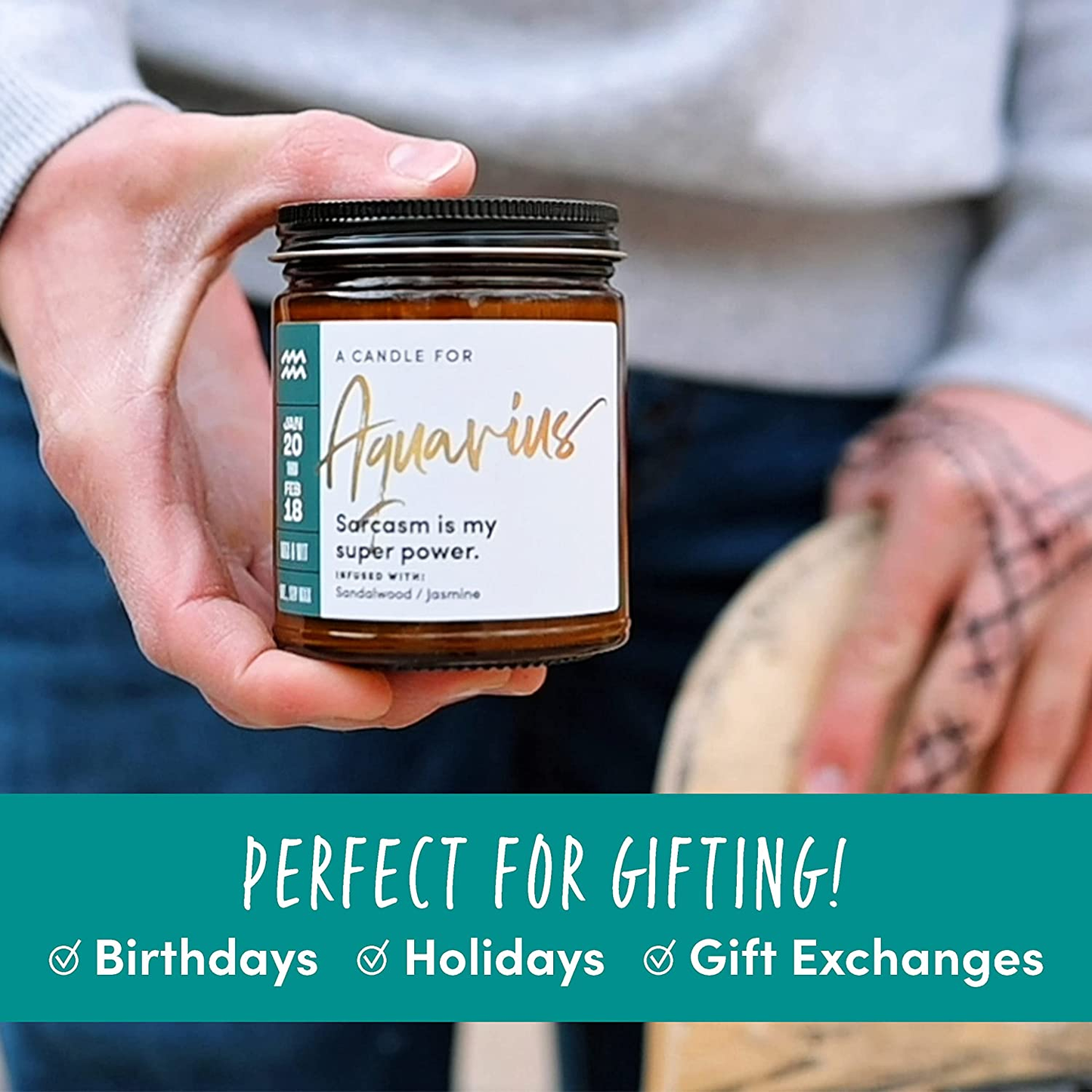 Aquarius Gifts for Women, Aquarius Soy Candle, Birthdate Candles, Zodiac Gifts for Women, Zodiac Sign Gifts, Astrology Gifts for Women Zodiac Candle, Horoscope Gifts - 9Oz