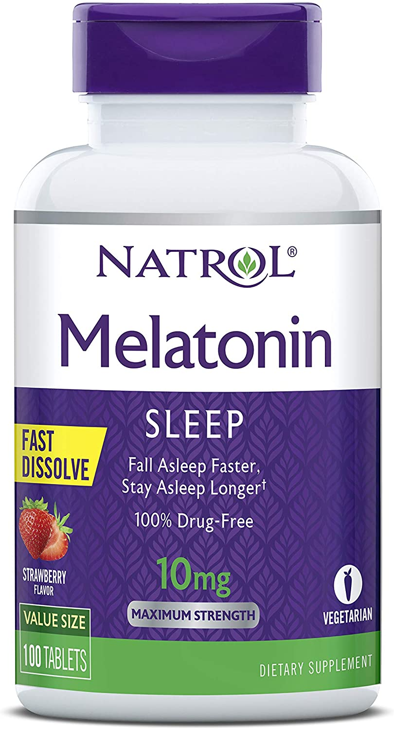 Melatonin Fast Dissolve Tablets, Helps You Fall Asleep Faster, Stay Asleep Longer, Easy to Take, Dissolve in Mouth, Strengthen Immune System, Maximum Strength, Strawberry Flavor, 10Mg, 100Count