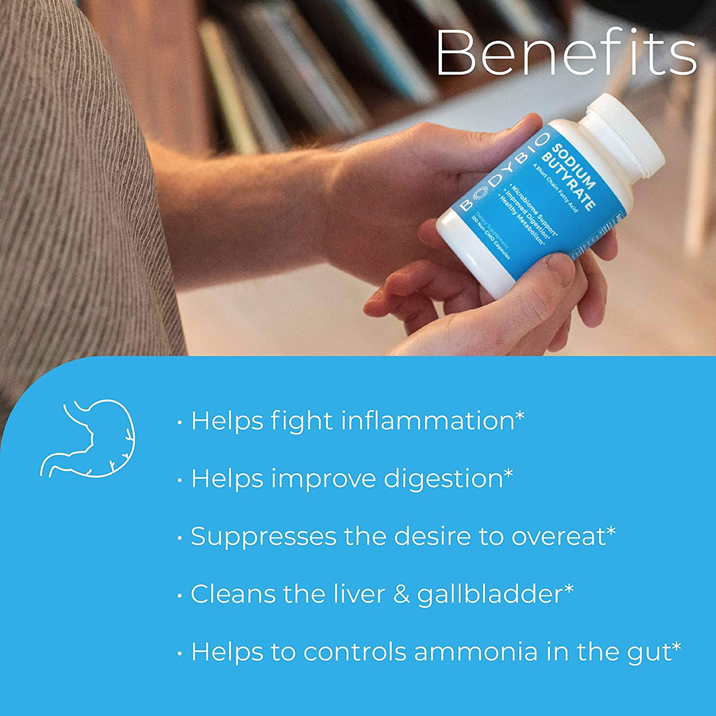 Gut Health Supplement 100 Caps- Butyrate+Calcium+Magnesium, Ultimate Postbiotic| No Bloating| No Gas| Great Poops| Supports Healthy Digestion | Leaky Gut Repair | No Filler or Additives by