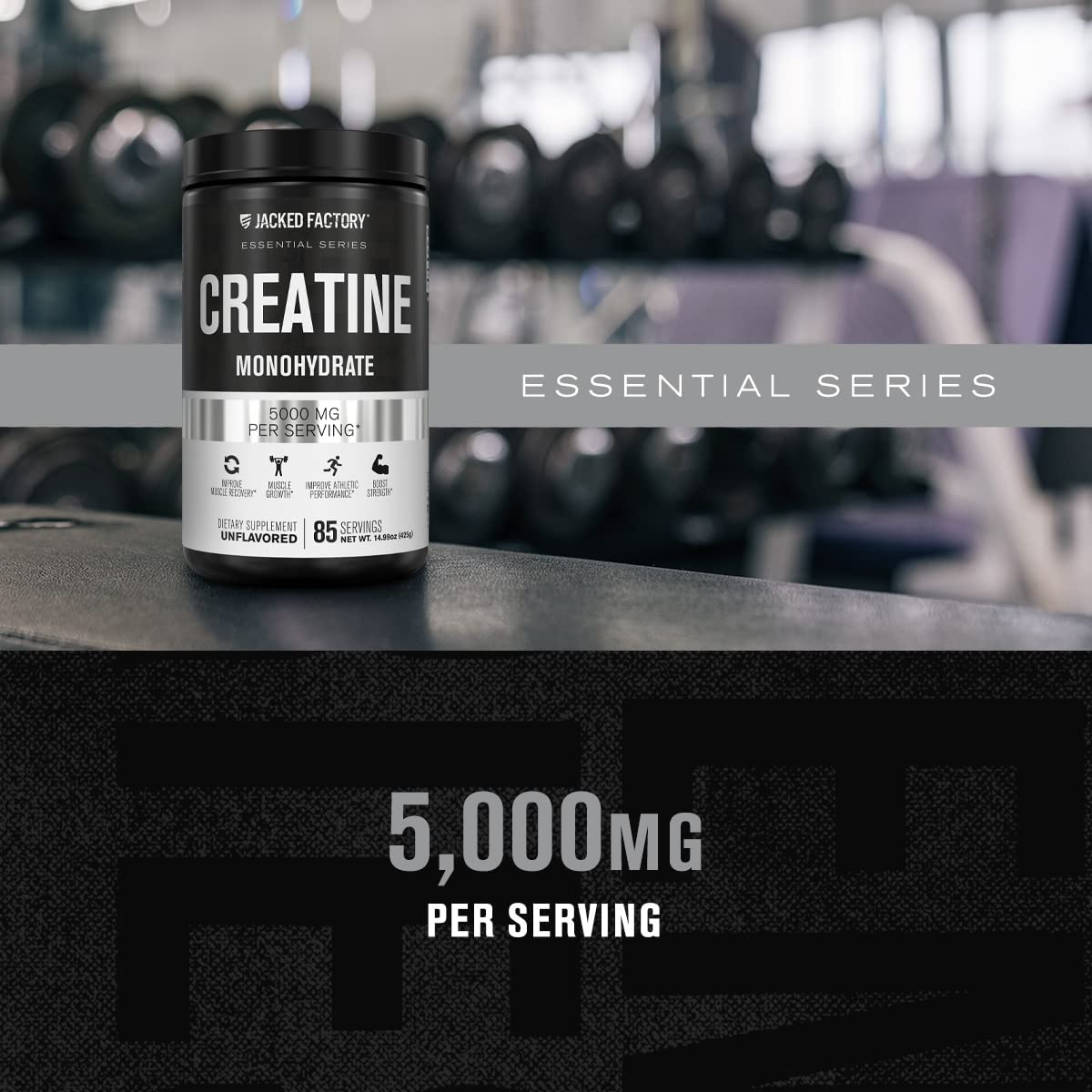 Creatine Monohydrate Powder 5G - Premium Creatine Supplement for Muscle Growth, Increased Strength, Enhanced Energy Output and Improved Athletic Performance - 85 Servings, Unflavored