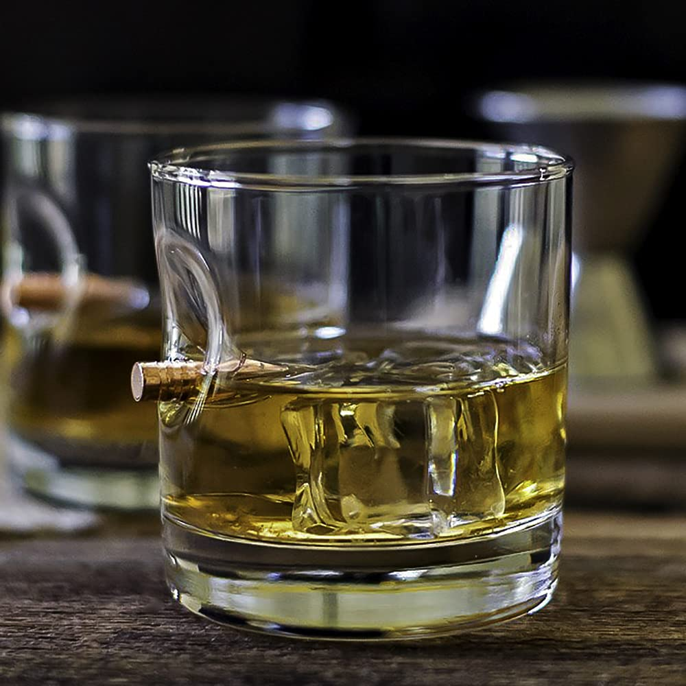 The Original Benshot Bullet Rocks Glass with Real 0.308 Bullet | Made in the USA