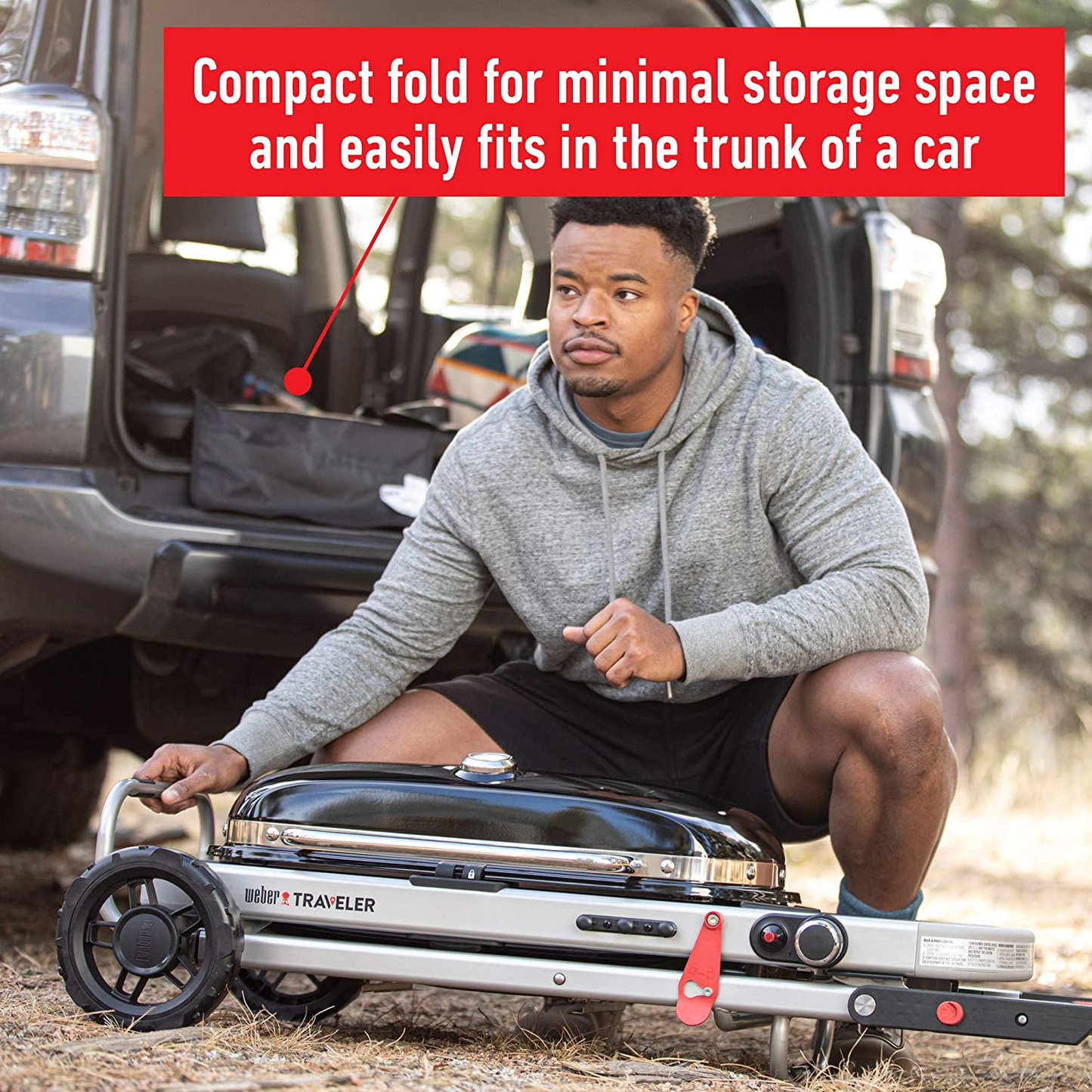 Weber Traveler Portable Gas Grill, Black