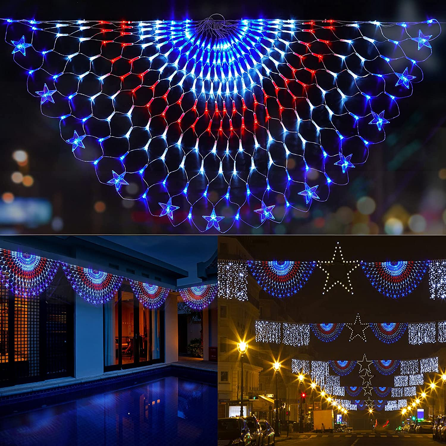 243 Leds American Flag Lights, Waterproof Led Half Fan Flag Light of the United States for Yard Garden Decoration, Festival, Holiday, 4Th of July Lights Independence Day Party Decorations