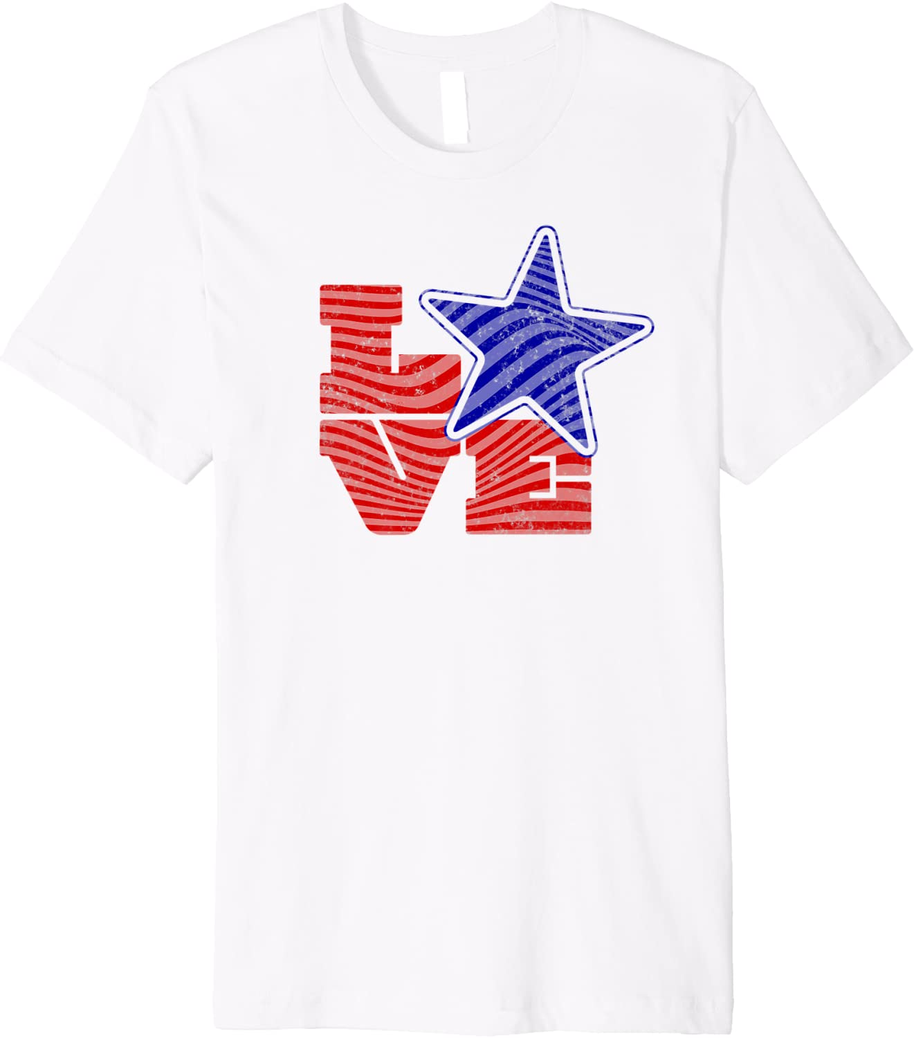Retro LOVE 4Th of July Independence Day Vintage Flag & Star Premium T-Shirt