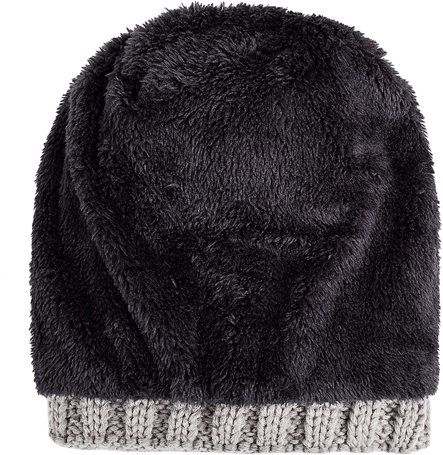 Womens Winter Thick Cable Knit Beanie Faux Fur Pom Hat Fleece Lined Skull Cap