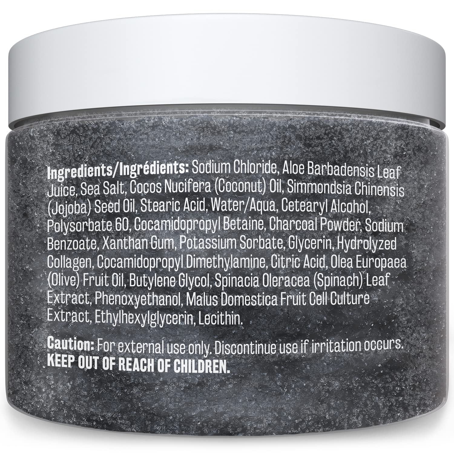 Charcoal Exfoliating Body Scrub Polish with Collagen & Stem Cell Gentle Body Exfoliator Face Scrub Bump Eraser Booty Scrub Best Shower Scrub Skin Exfoliant for Men & Women Polish