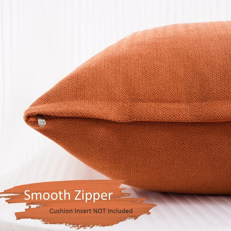 l Decorative Throw Pillow Covers Solid Soft Chenille Cushion Cover Case Fall Orange 16 X 16Inch for Couch Bedroom Sofa 40 X 40 Cm, Set of 2, Orange