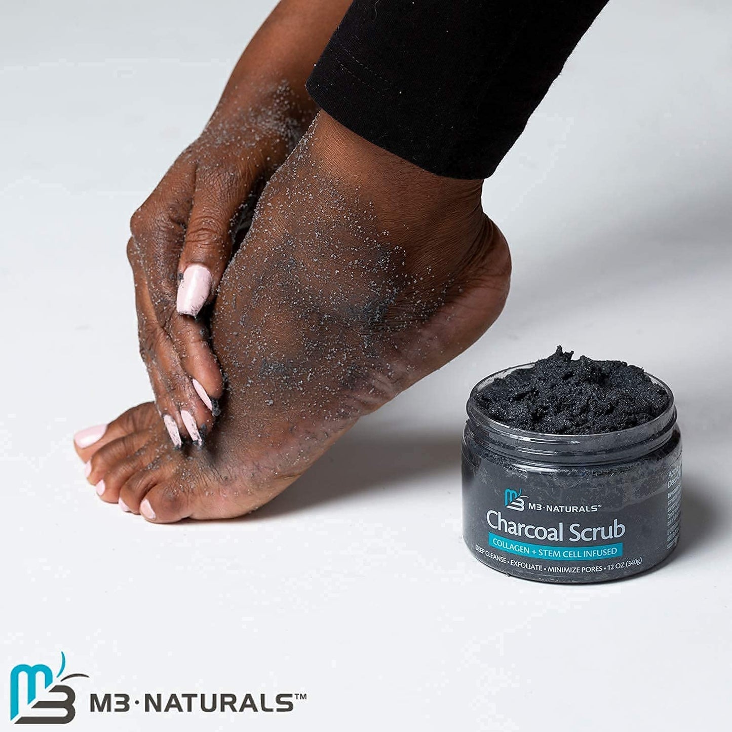 Charcoal Exfoliating Body Scrub Polish with Collagen & Stem Cell Gentle Body Exfoliator Face Scrub Bump Eraser Booty Scrub Best Shower Scrub Skin Exfoliant for Men & Women Polish