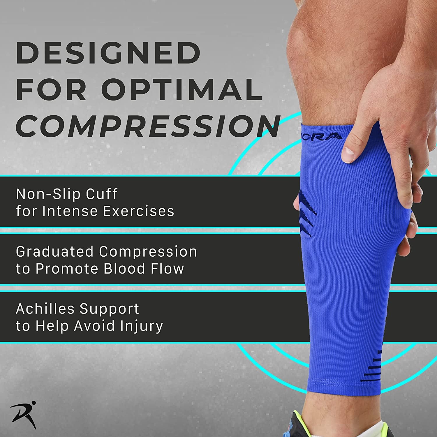 Leg Compression Sleeve, Calf Support Sleeves Legs Pain Relief for Men and Women, Comfortable and Secure Footless Socks for Fitness, Running, and Shin Splints – Black, Large (One Pair)
