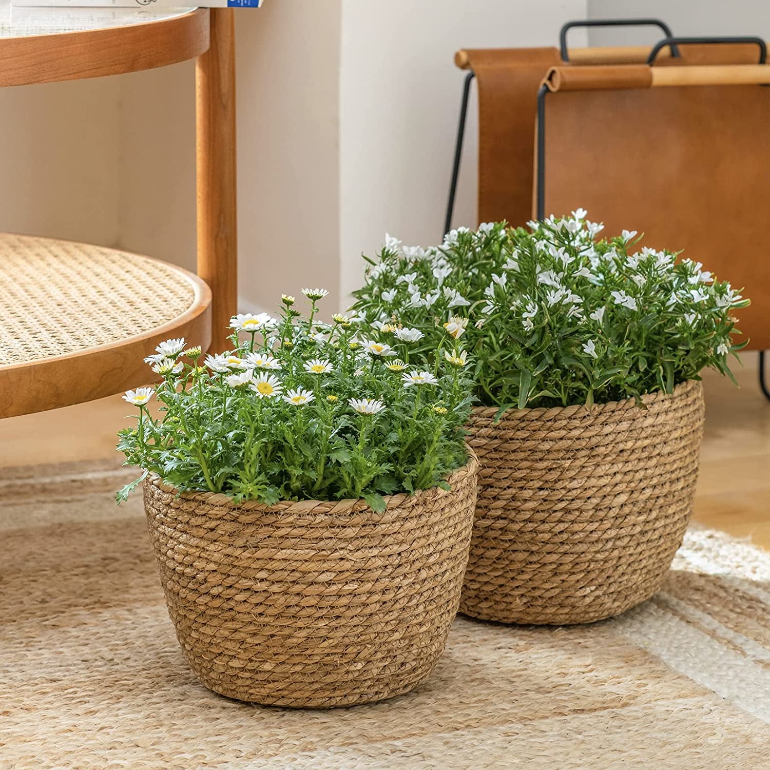 La Jolíe Muse Seagrass Planter Basket Indoor, Flower Pots Cover, Plant Containers, Natural(3-Pack)