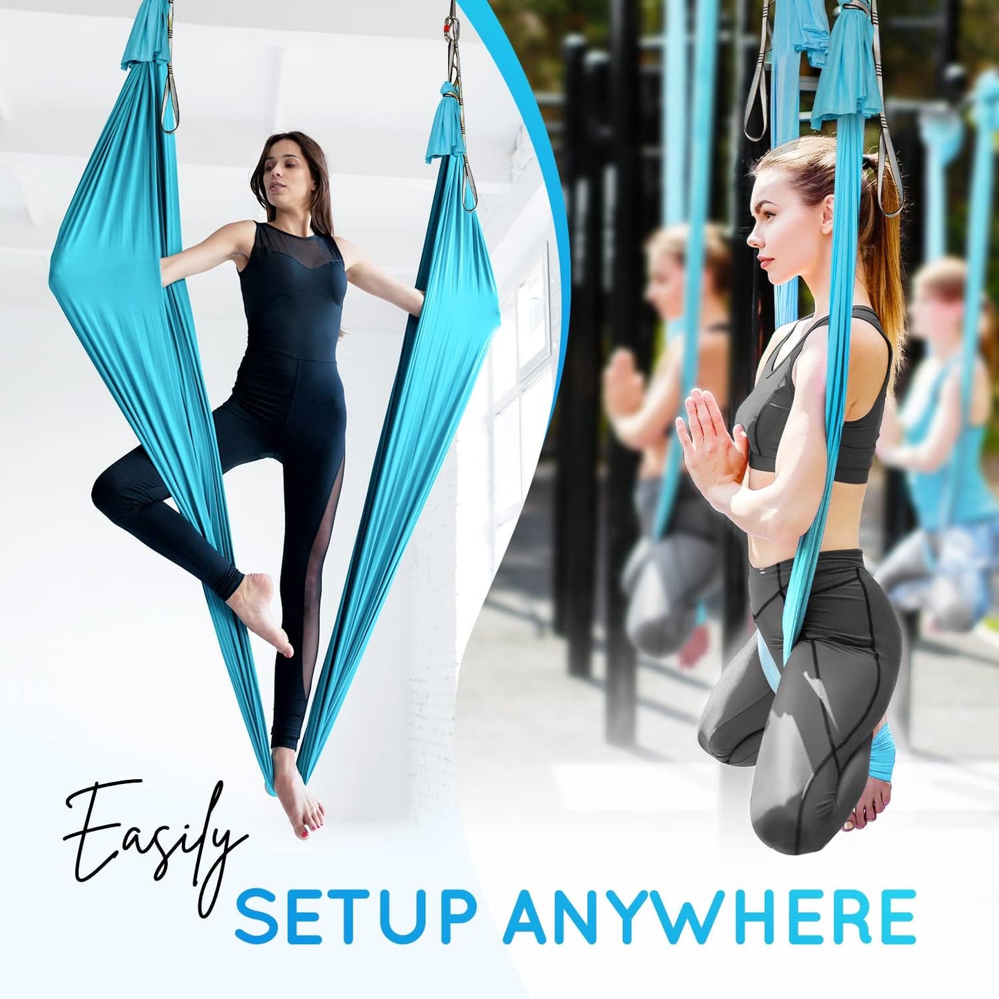 Aerial Yoga Hammock 5.5 Yards, 198 Inches Height Aerial Silks, Yoga Trapeze Increasing Strength, Flexibility and Balance