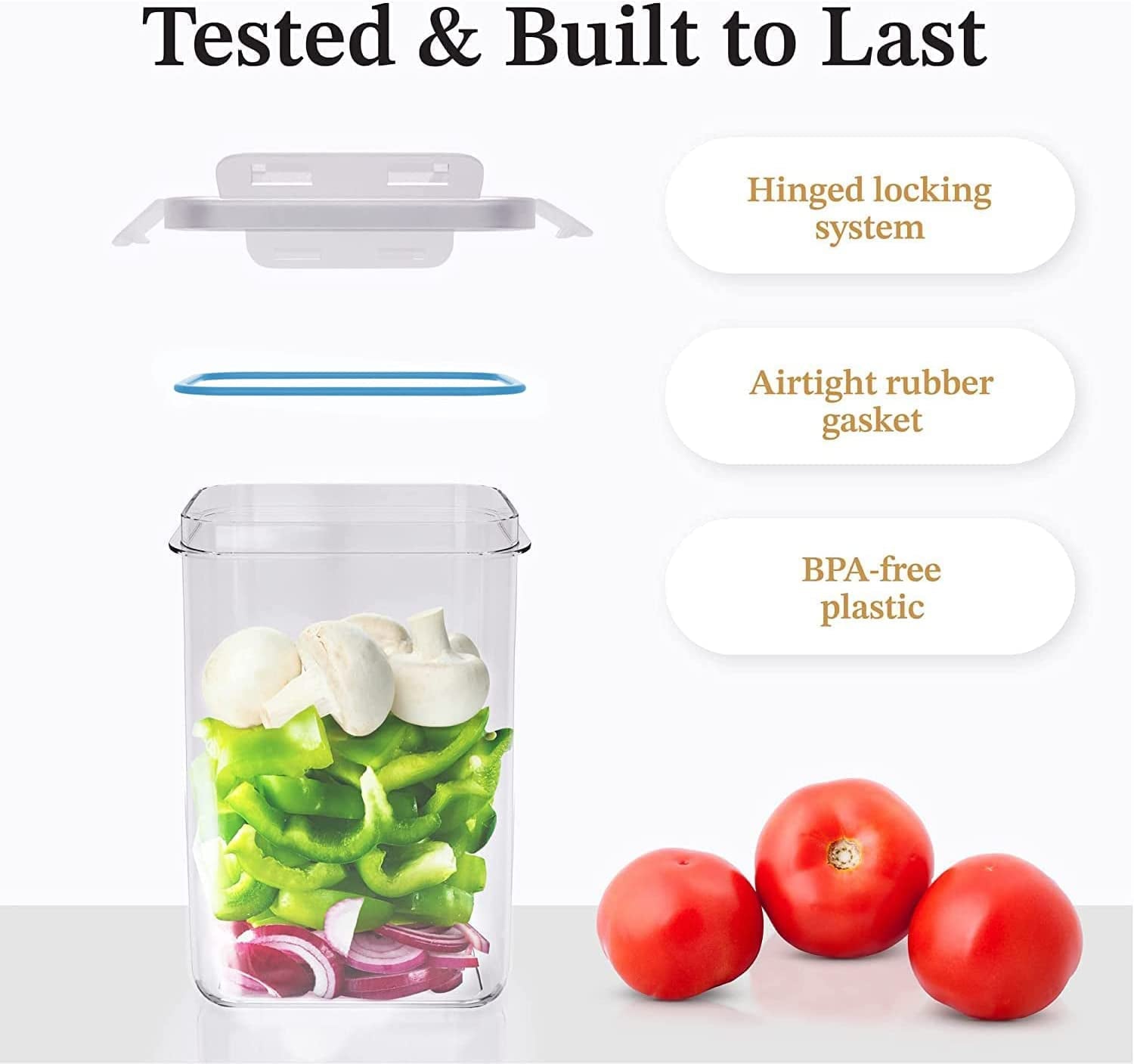Premium Food Containers with Lids for Kitchen & Pantry Organization - BPA Free Variety Plastic Containers for Dry Food Storage & Other Pantry Needs - 14 Pack Blue Containers for Food