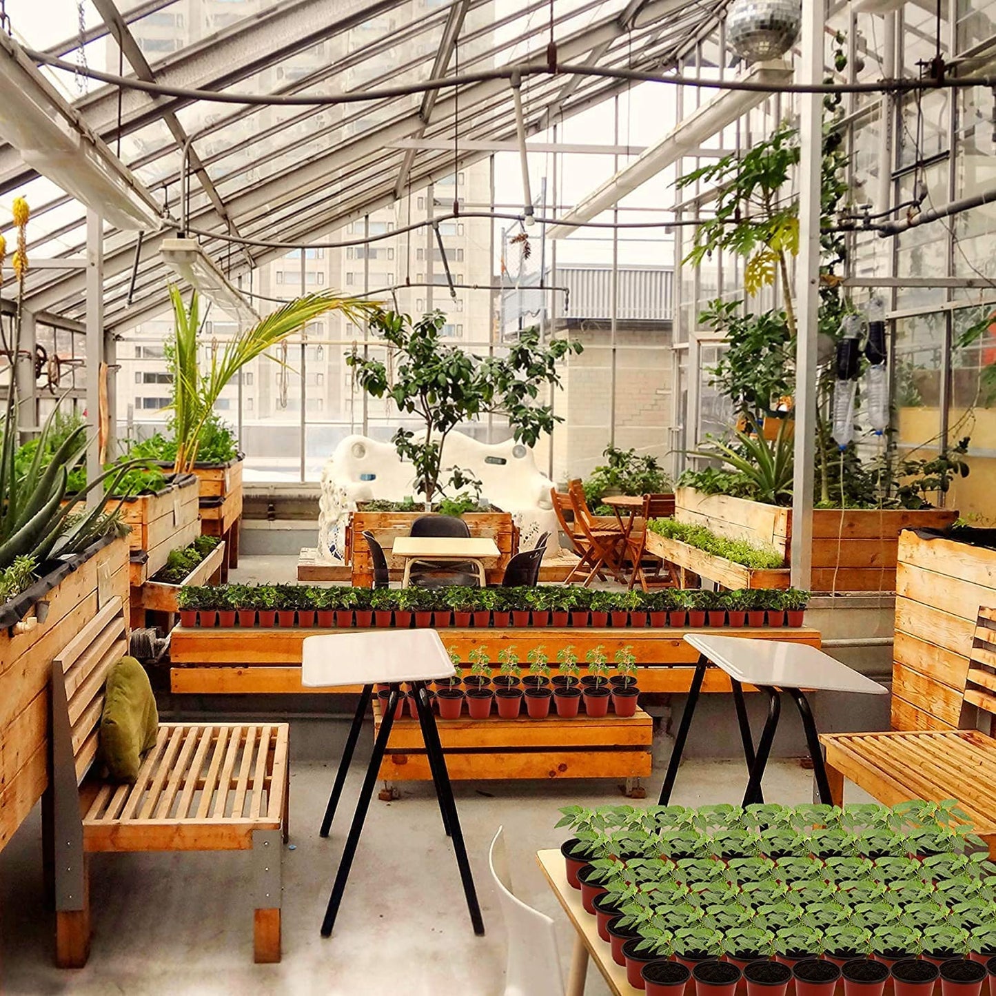 Plant Nursery Pots with Humidity Dome 4" Soft Transparent Plastic Gardening Pot Planting Containers Cups Planter Small Starter Seed Starting Trays for Seedling with 10Pcs Plant Labels，30 Sets