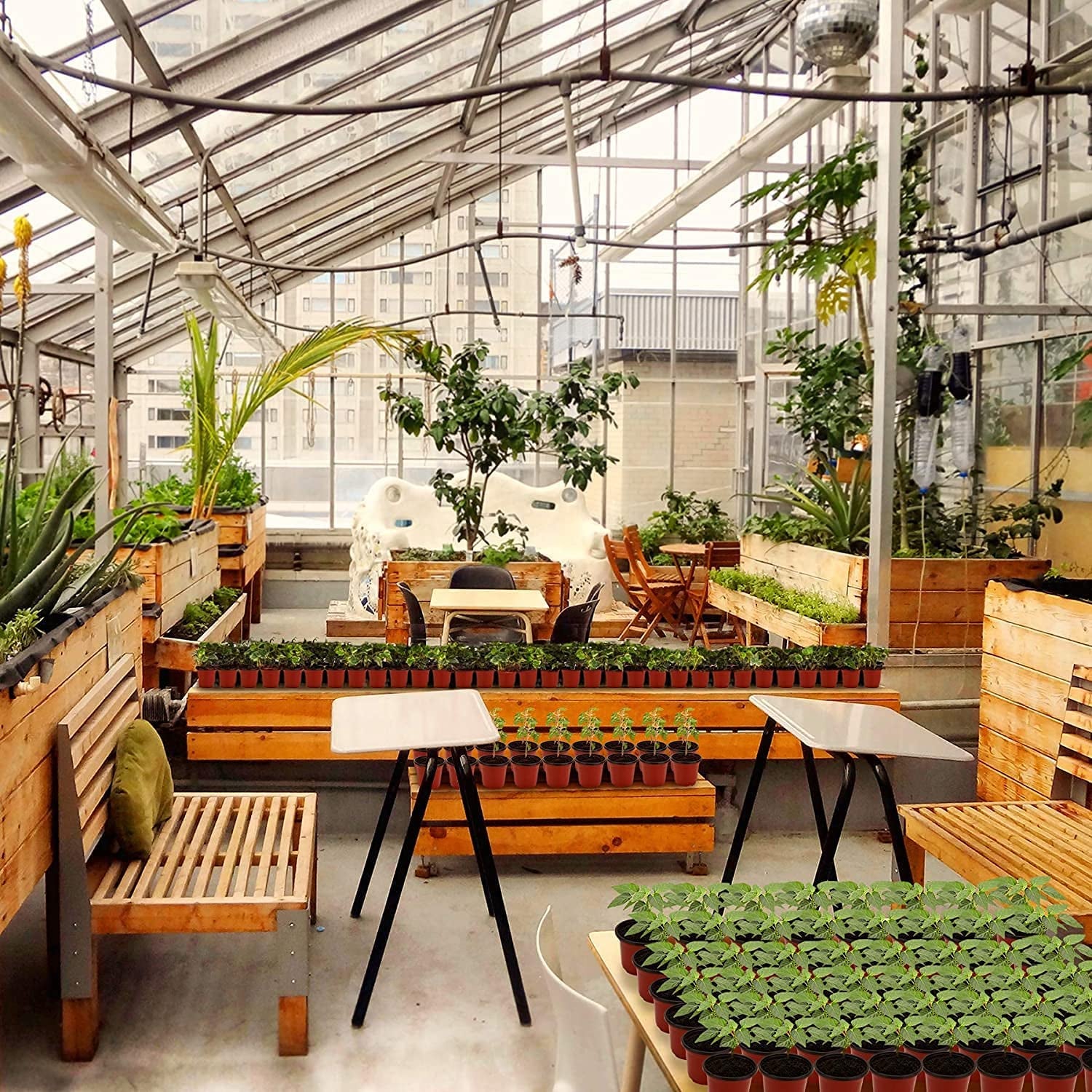 Plant Nursery Pots with Humidity Dome 4" Soft Transparent Plastic Gardening Pot Planting Containers Cups Planter Small Starter Seed Starting Trays for Seedling with 10Pcs Plant Labels，30 Sets