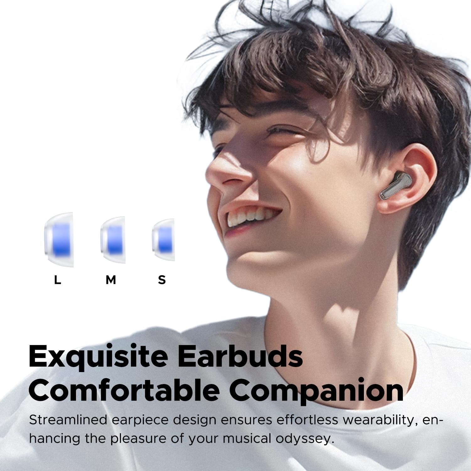 Clear Wireless Earbuds Inexpensive Earbuds, Bluetooth 5.3 Ear Buds 12Mm Drivers 2 Mic with ENC, Clear Calls with Deep Bass, Game Mode, 40H Playtime, IPX4, APP Customize EQ