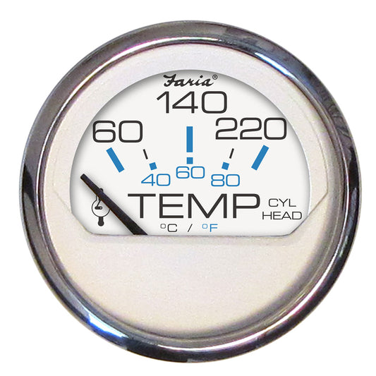 Faria Chesapeake White SS 2" Cylinder Head Temperature Gauge (60-220F)  [13806]