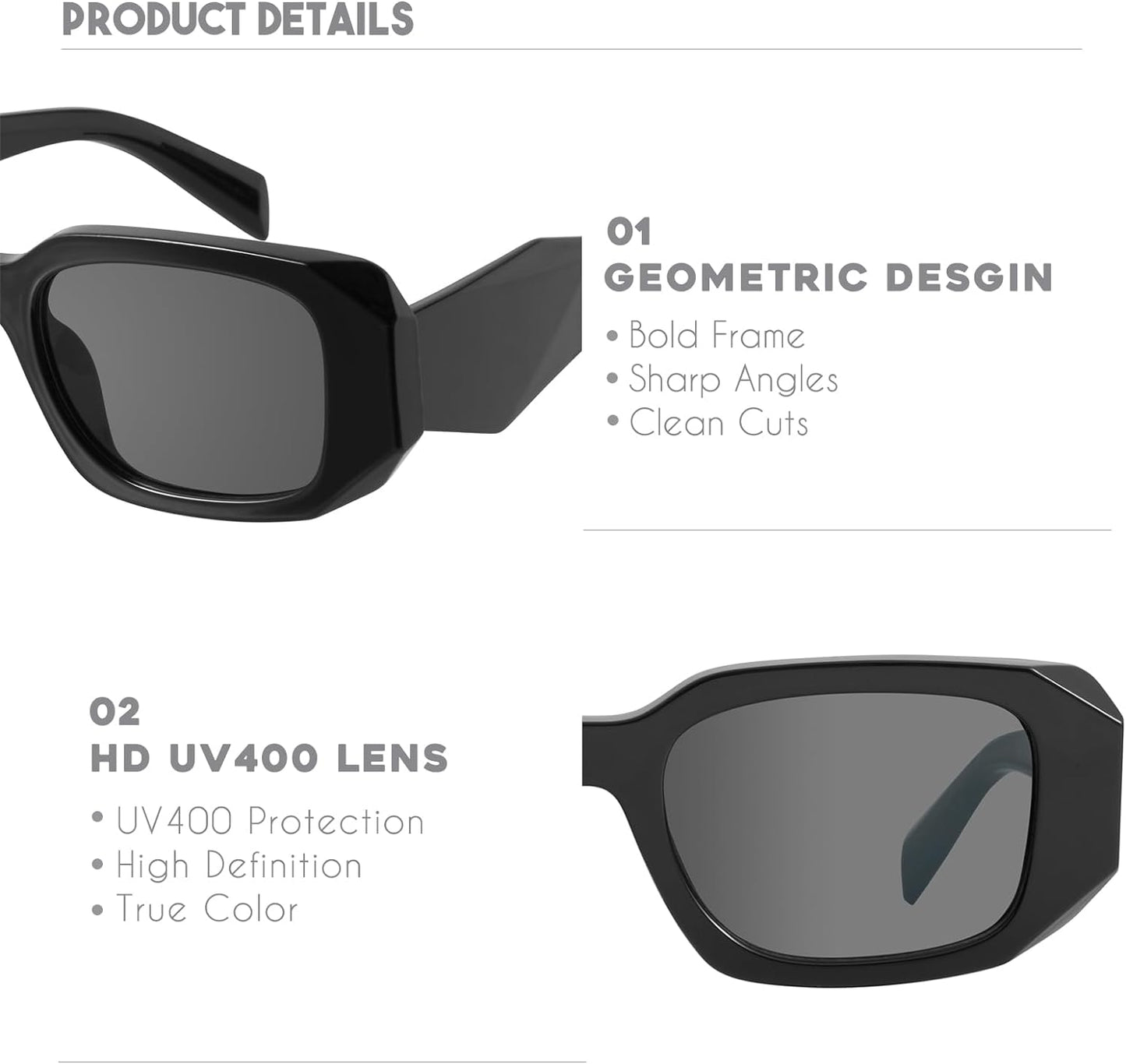 Trendy Rectangle Sunglasses for Women Men-Goulding