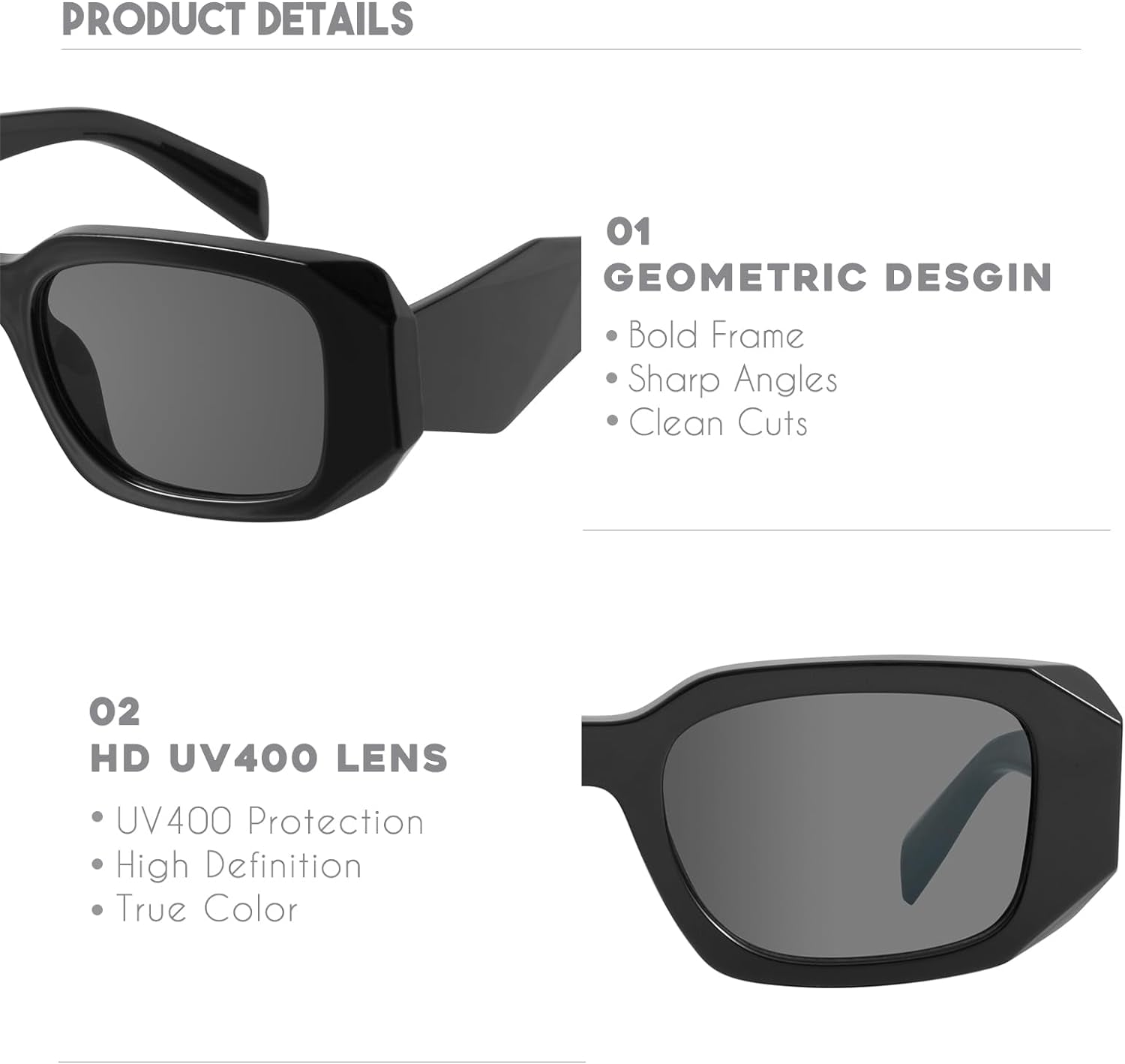 Trendy Rectangle Sunglasses for Women Men-Goulding