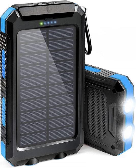 Portable Charger, Solar Charger, 38800Mah Solar Power Bank with 2.4A USB-A Output Ports Compatible with Iphone, Samsung Galaxy, and More, Dual Emergency LED Flashlight Perfect for Hiking, Camping