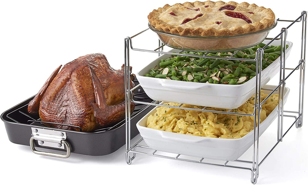 Baking Pan Rack Insert Oven Insert with Large Non-Stick 3-Tier Baking Rack, ROASTING PAN INCL ...