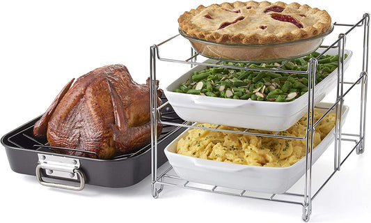 Oven Insert with Large Non-Stick 3-Tier Baking Rack, ROASTING PAN INCLUDED, Charcoal and Chrome