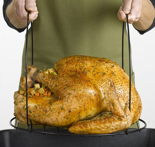 Nifty Non-Stick Gourmet Turkey Lifter – Easy-Grip Detachable Handles, up to 30 Pound Roast, Dishwasher Safe, Heavy-Duty Design for Goose, Turkey, Ham, or Roast
