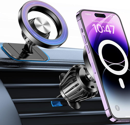 For Iphone Magsafe Car Mount【20 Super Magnets】Magnetic Phone Holder for Car Dashboard【360° Rotation】Hands Free Car Phone Holder Mount Dash Fit Iphone 15 14 13 12 Pro Max plus Magsafe Car Accessories