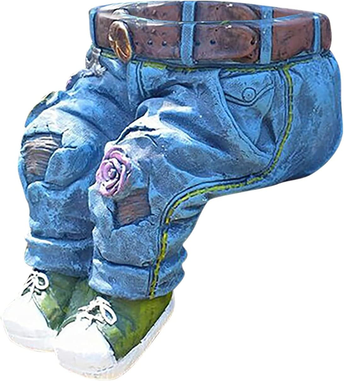 Creative Denim Pants Resin Flower Pot, Flower Planting Pots Garden Pot Outdoor Indoor Flower Pot Cute Planter Pots, Outdoor Indoor Garden Planters, DIY Resin Decorative Flower Pot (A)